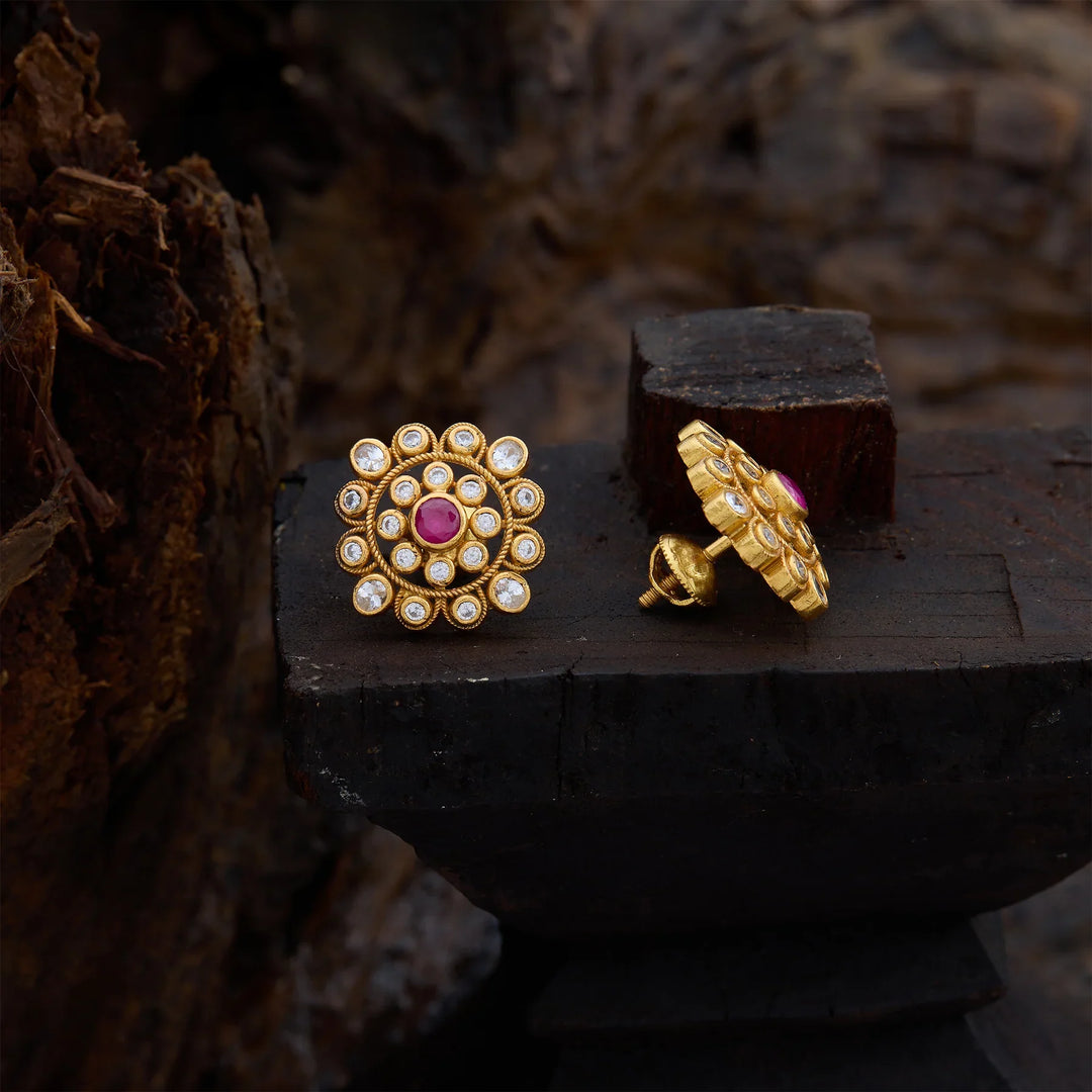 Pure 92.5 Silver, Gold Plated Nilaya Bloom Studs