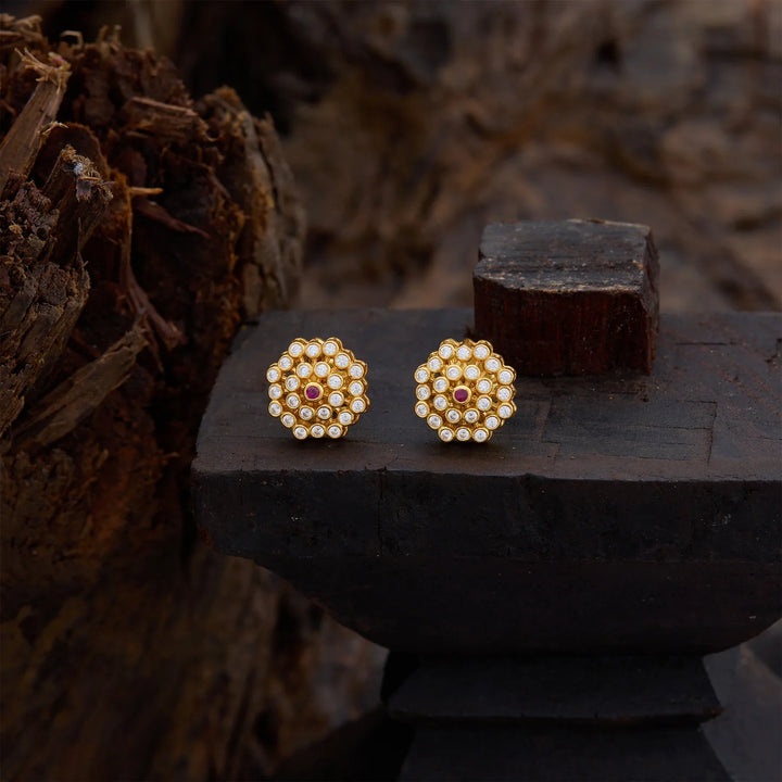 Pure 92.5 Silver, Gold Plated Zoya Blossom Studs