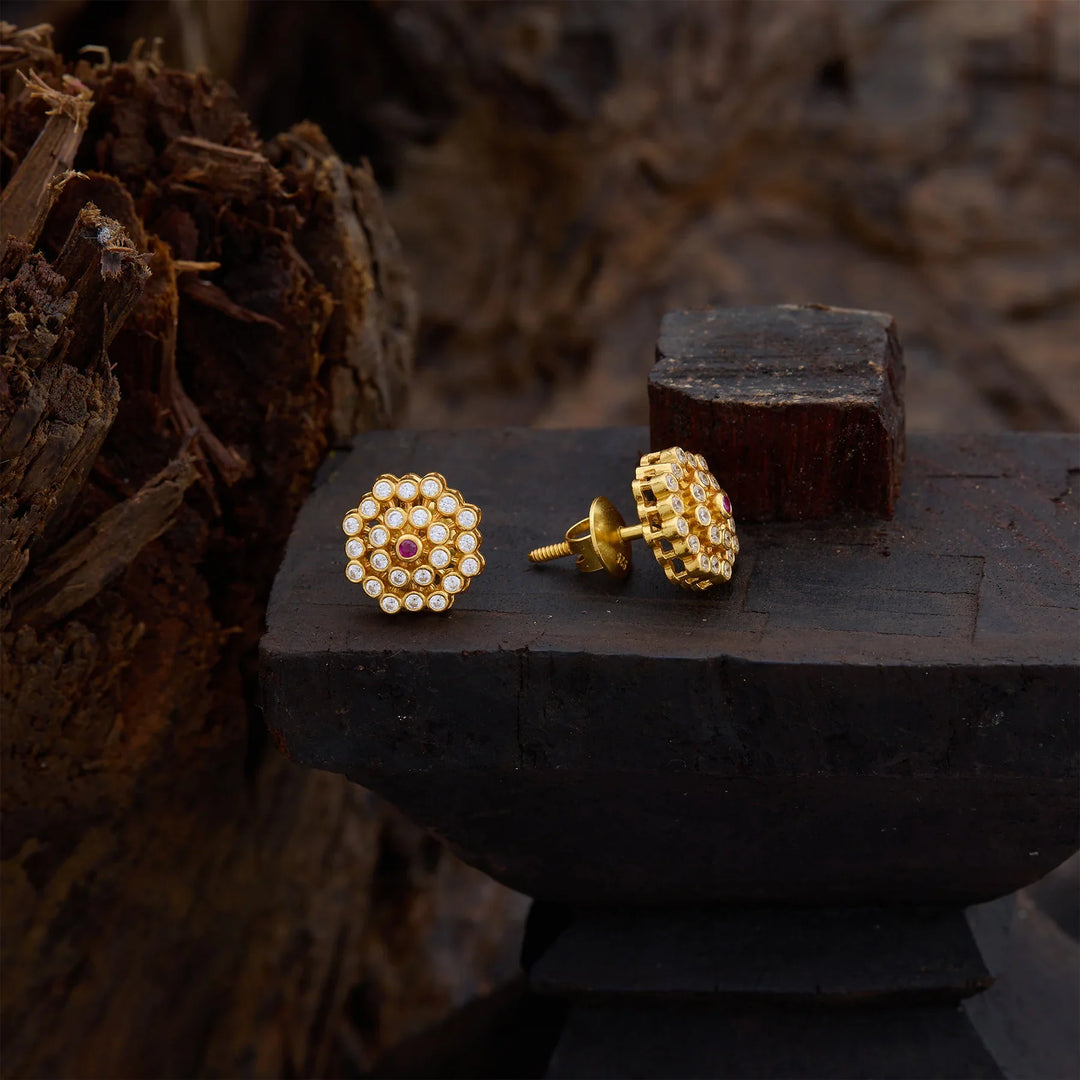 Pure 92.5 Silver, Gold Plated Zoya Blossom Studs