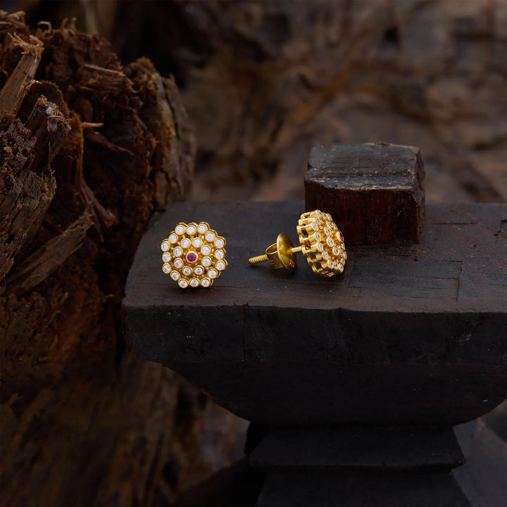 Pure 92.5 Silver, Gold Plated Zoya Blossom Studs