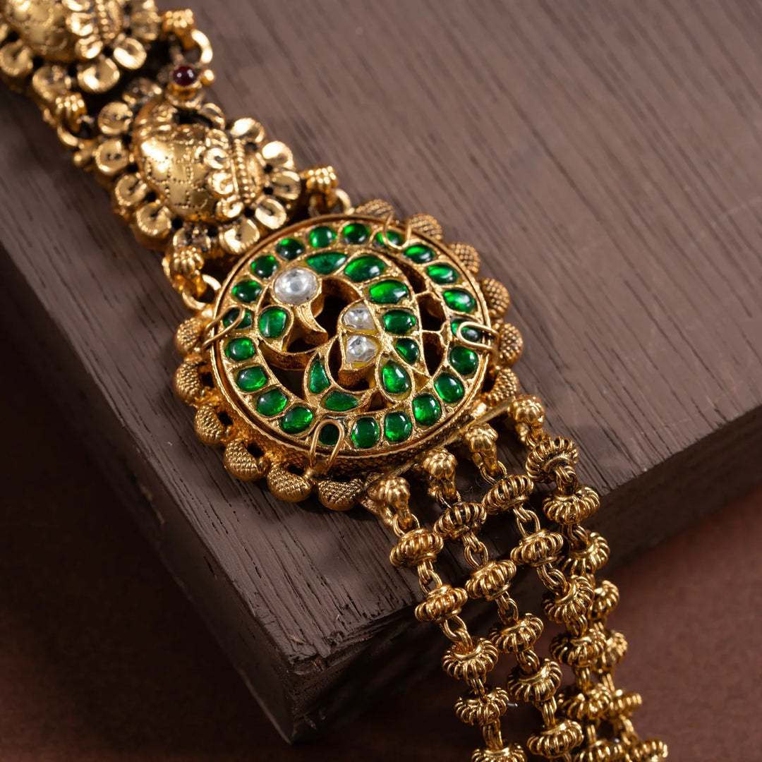 Stunning 92.5 Silver, Gold Plated Surabhi Mor Necklace