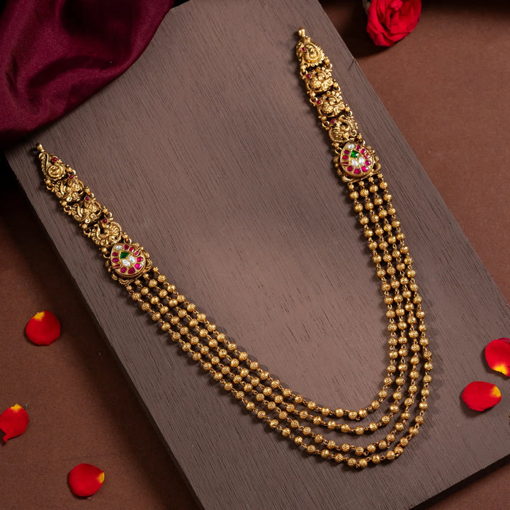 Stunning 92.5 Silver, Gold Plated Jalnidhi Mor Necklace