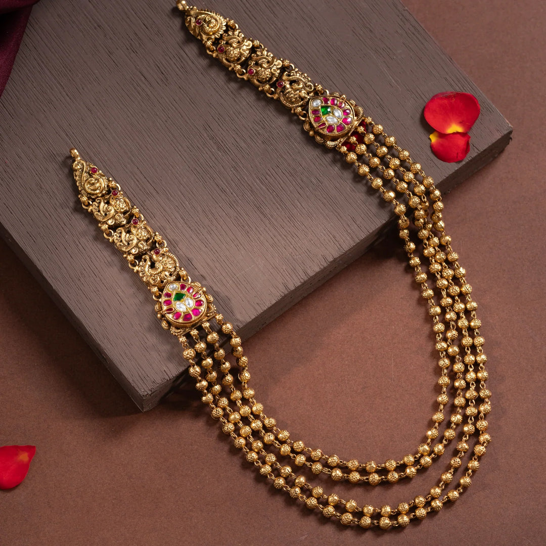 Stunning 92.5 Silver, Gold Plated Jalnidhi Mor Necklace