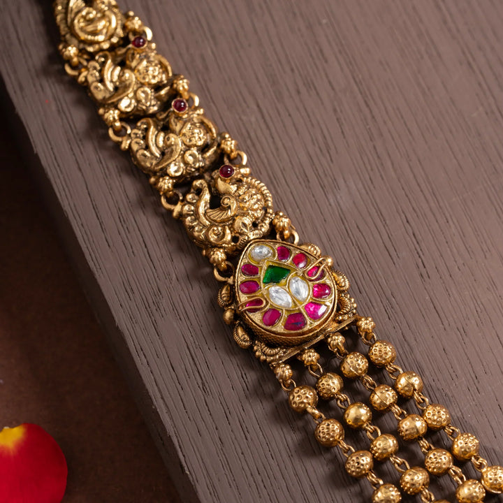 Stunning 92.5 Silver, Gold Plated Jalnidhi Mor Necklace