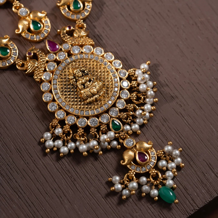 Stunning 92.5 Silver, Gold Plated Bhagya Lakshmi Necklace