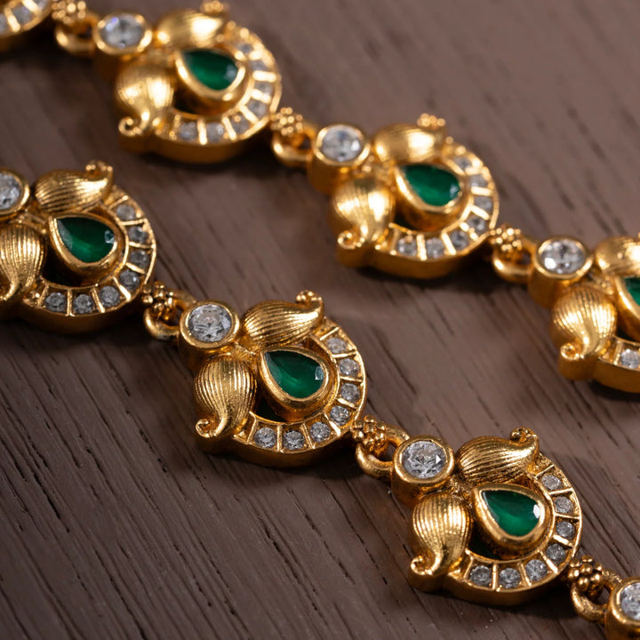 Stunning 92.5 Silver, Gold Plated Bhagya Lakshmi Necklace