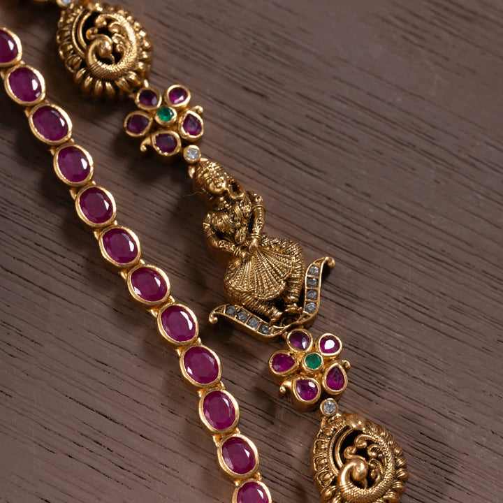 Stunning 92.5 Silver, Gold Plated Chaturbhuja Dwi-Mala