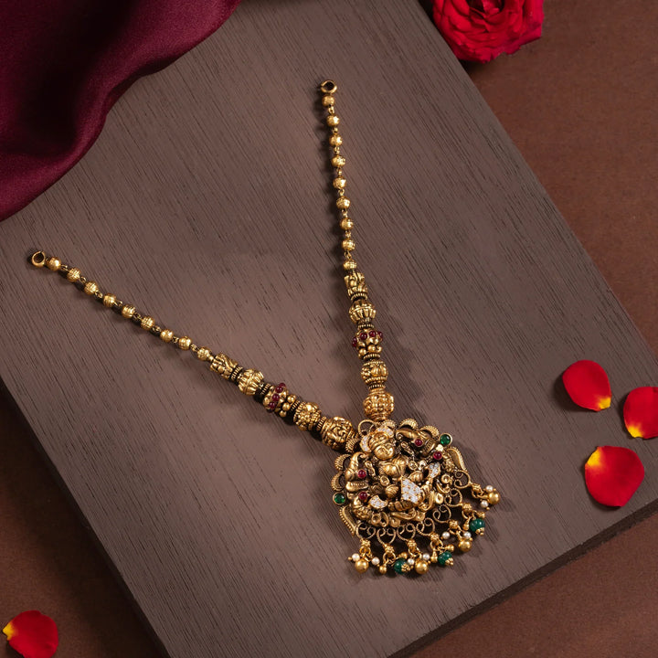 Stunning 92.5 Silver, Gold Plated Shree Gundu Short Necklace