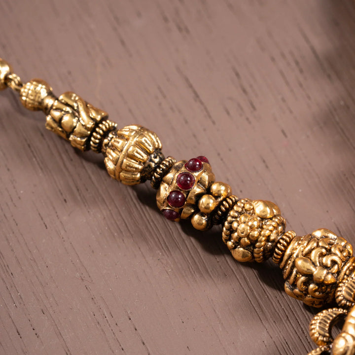 Stunning 92.5 Silver, Gold Plated Shree Gundu Short Necklace