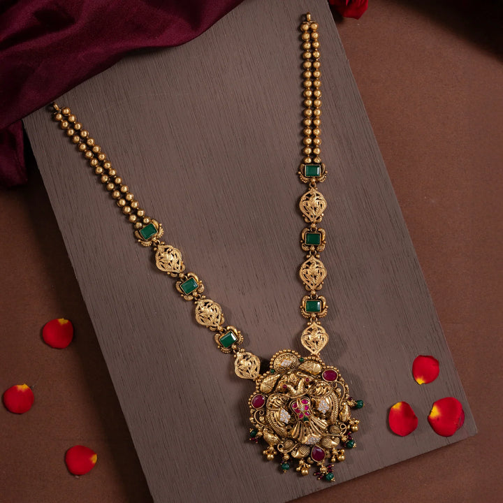 Pure 92.5 Silver, Gold Plated Dashavatara Nakshi Haaram