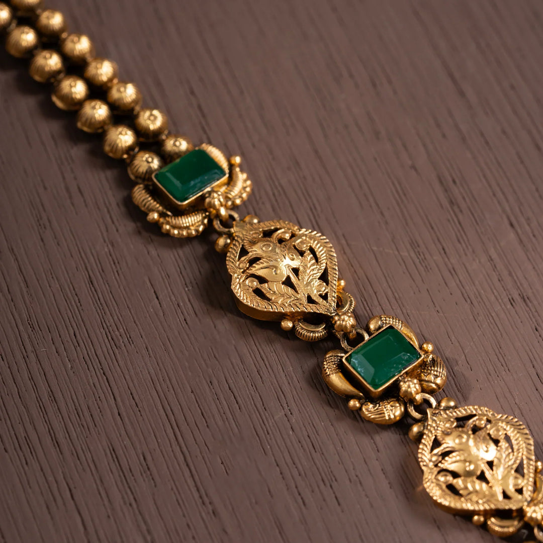 Pure 92.5 Silver, Gold Plated Dashavatara Nakshi Haaram