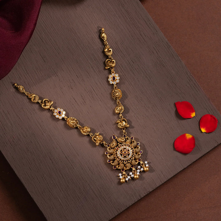 Stunning 92.5 Silver, Gold Plated Mor Angana Short Necklace