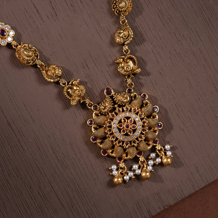 Stunning 92.5 Silver, Gold Plated Mor Angana Short Necklace