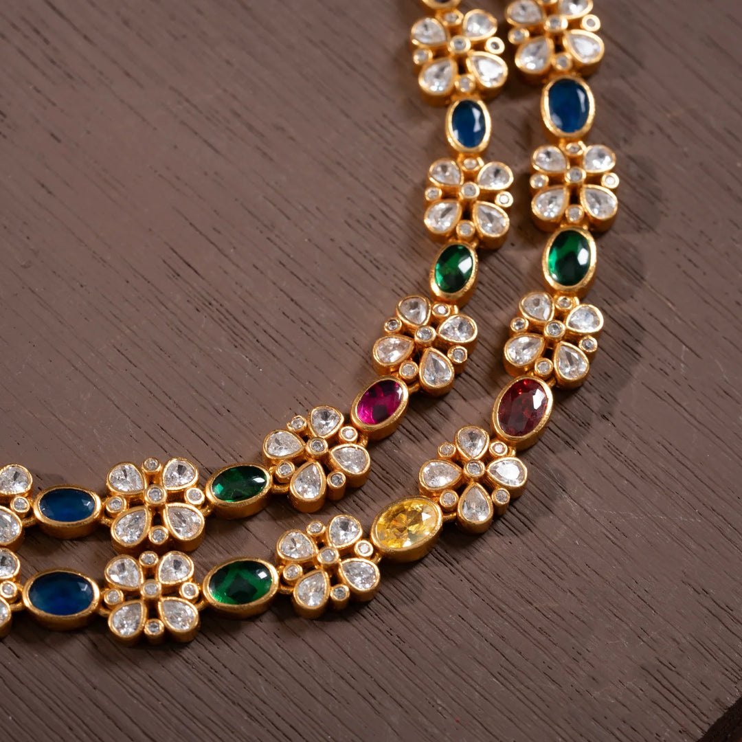 Stunning 92.5 Silver, Gold Plated  Vasant Navagraha Necklace