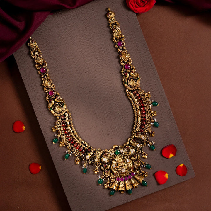 Pure 92.5 Silver, Gold Plated Shree Swarnalaya Haaram