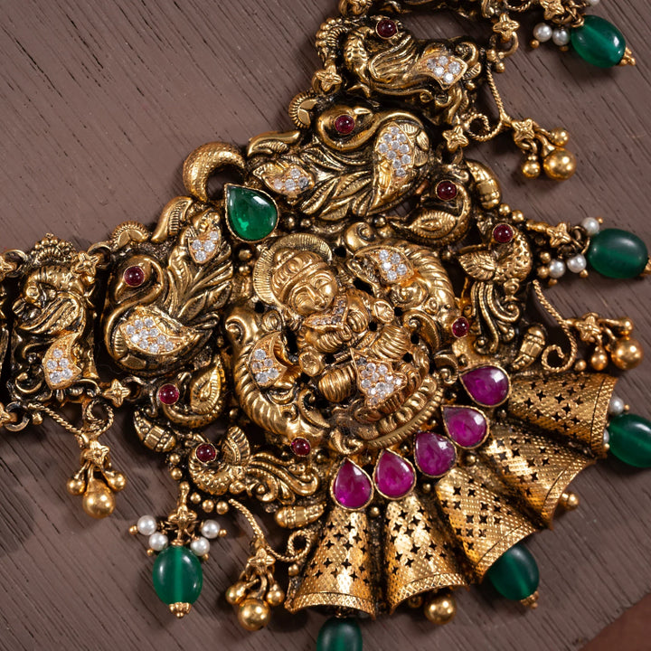 Pure 92.5 Silver, Gold Plated Shree Swarnalaya Haaram