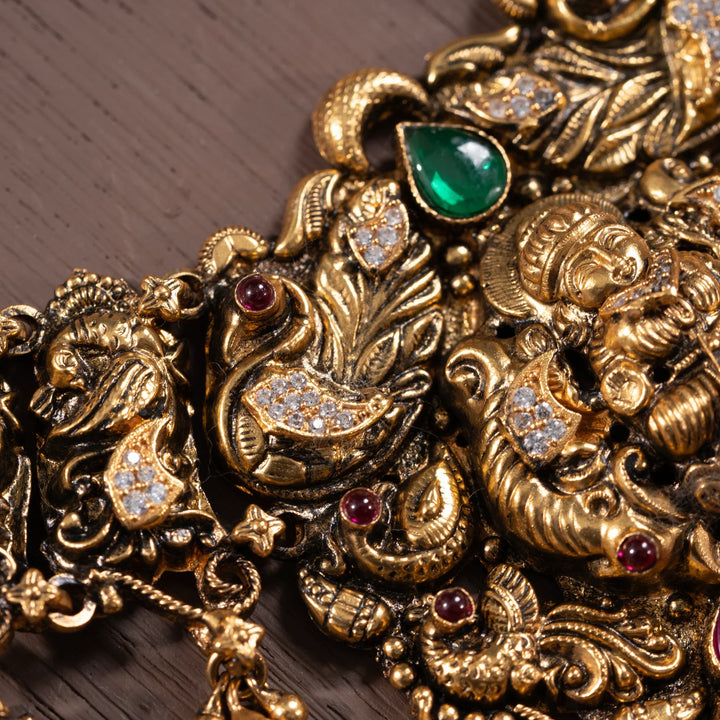 Pure 92.5 Silver, Gold Plated Shree Swarnalaya Haaram