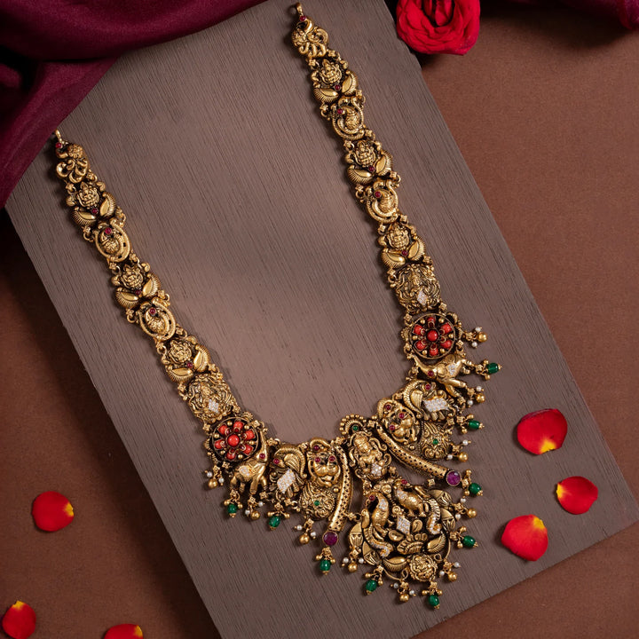 Pure 92.5 Silver, Gold Plated Padma Samrajya Haaram