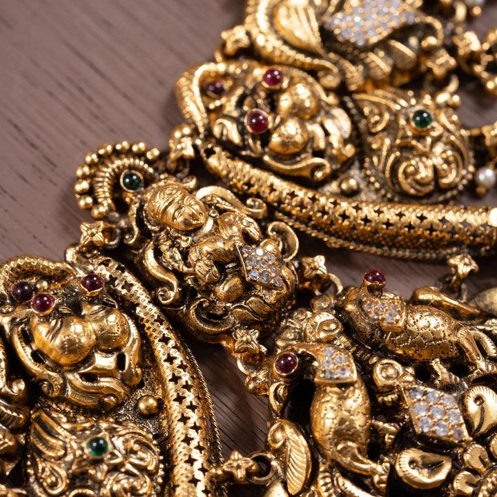 Pure 92.5 Silver, Gold Plated Padma Samrajya Haaram