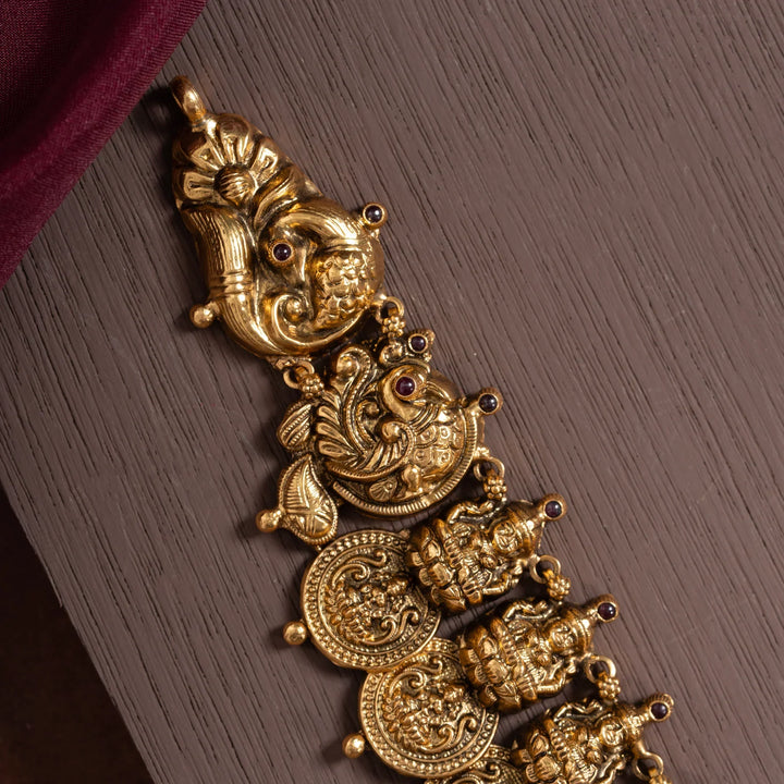 92.5 Silver, Gold Plated Kanchi Kamakshi Kasu Mala