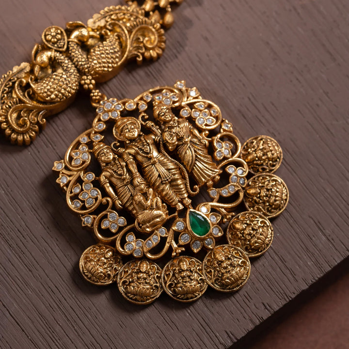Stunning 92.5 Silver, Gold Plated Janaki Parivar Short Necklace