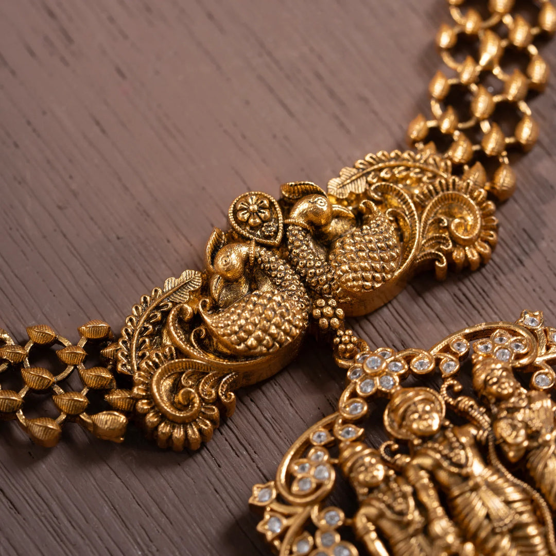 Stunning 92.5 Silver, Gold Plated Janaki Parivar Short Necklace