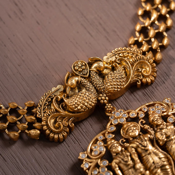 Stunning 92.5 Silver, Gold Plated Janaki Parivar Short Necklace