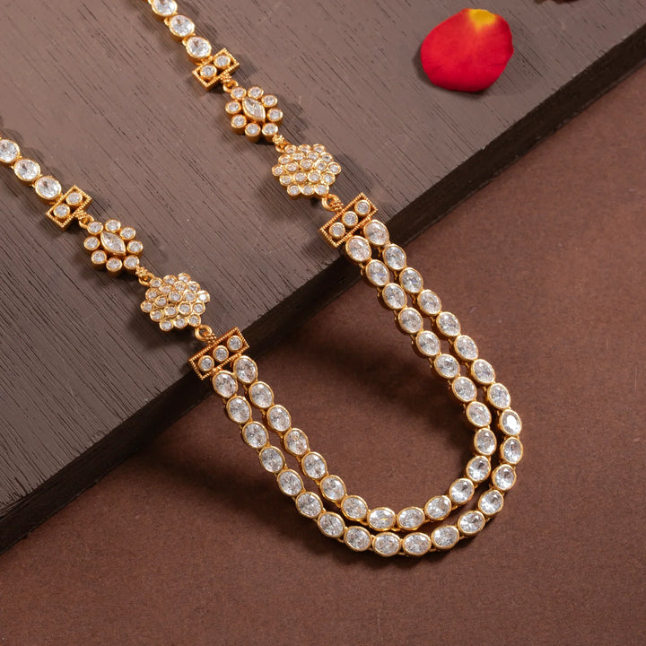 Stunning 92.5 Silver, Gold Plated Dwi-Pushpa Necklace