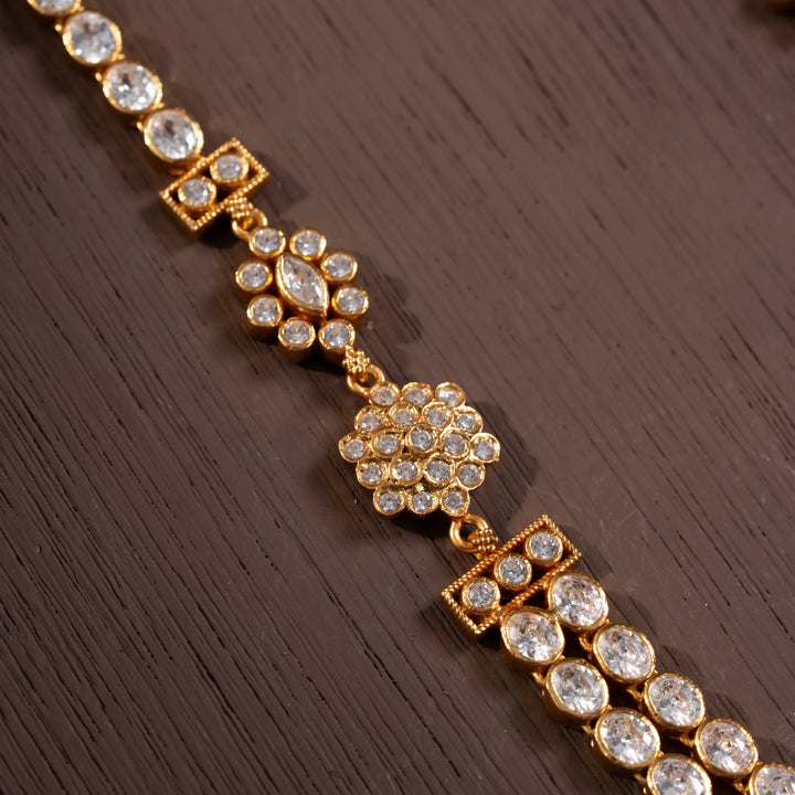 Stunning 92.5 Silver, Gold Plated Dwi-Pushpa Necklace