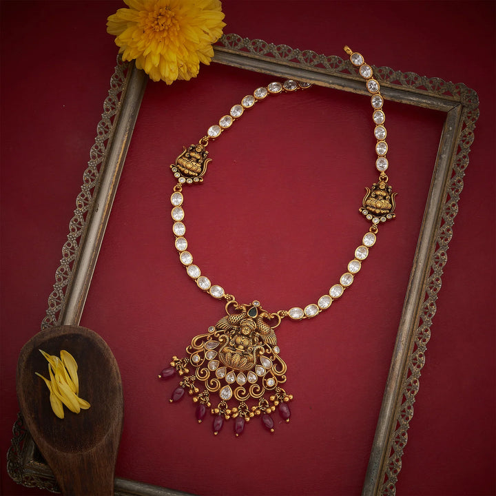 Stunning 92.5 Silver, Gold Plated Siddha Ratna Short Necklace