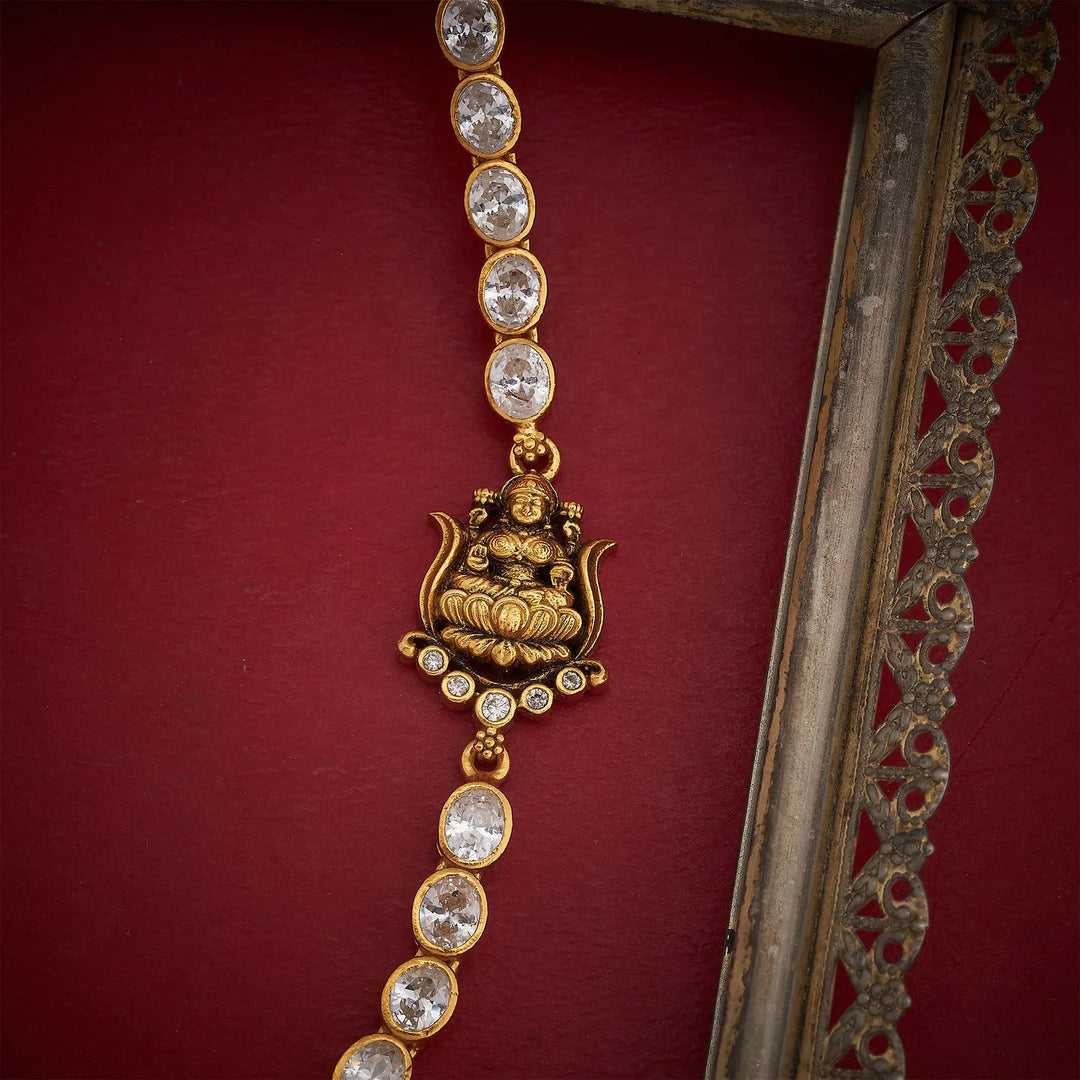 Stunning 92.5 Silver, Gold Plated Siddha Ratna Short Necklace