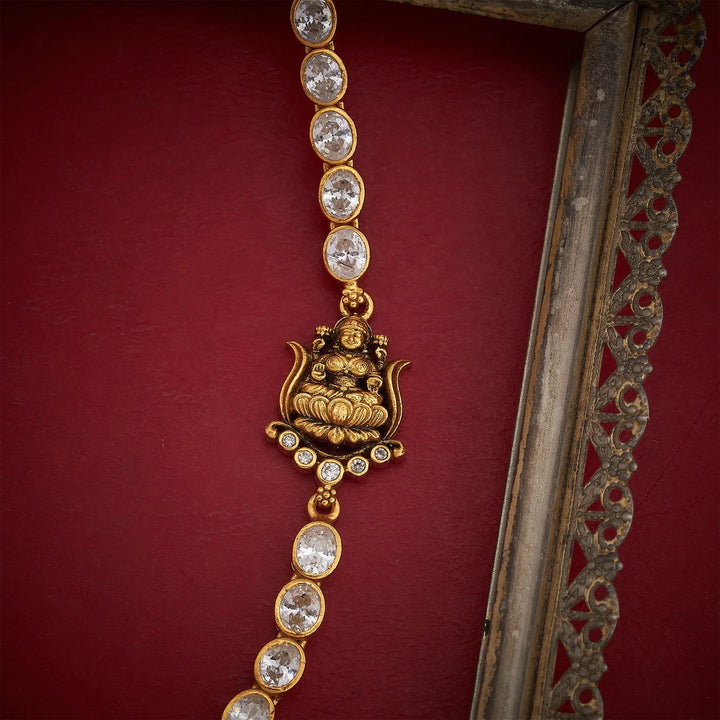 Stunning 92.5 Silver, Gold Plated Siddha Ratna Short Necklace