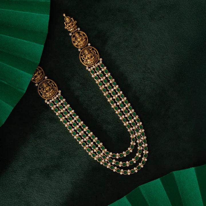 Pure 92.5 Silver, Gold Plated Bhagyashree Triple Strand Short Necklace