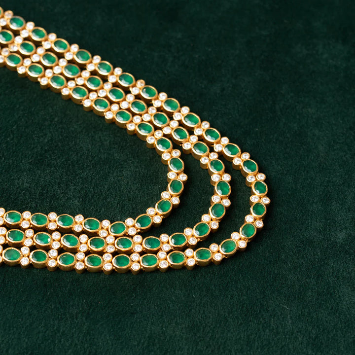 Pure 92.5 Silver, Gold Plated Bhagyashree Triple Strand Short Necklace