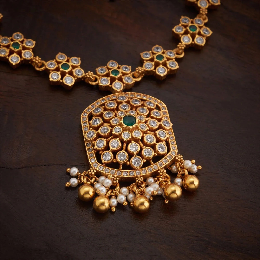 Stunning 92.5 Silver, Gold Plated NavPushpa Vilas Short Necklace