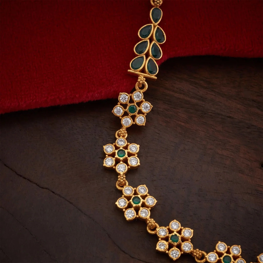 Stunning 92.5 Silver, Gold Plated NavPushpa Vilas Short Necklace