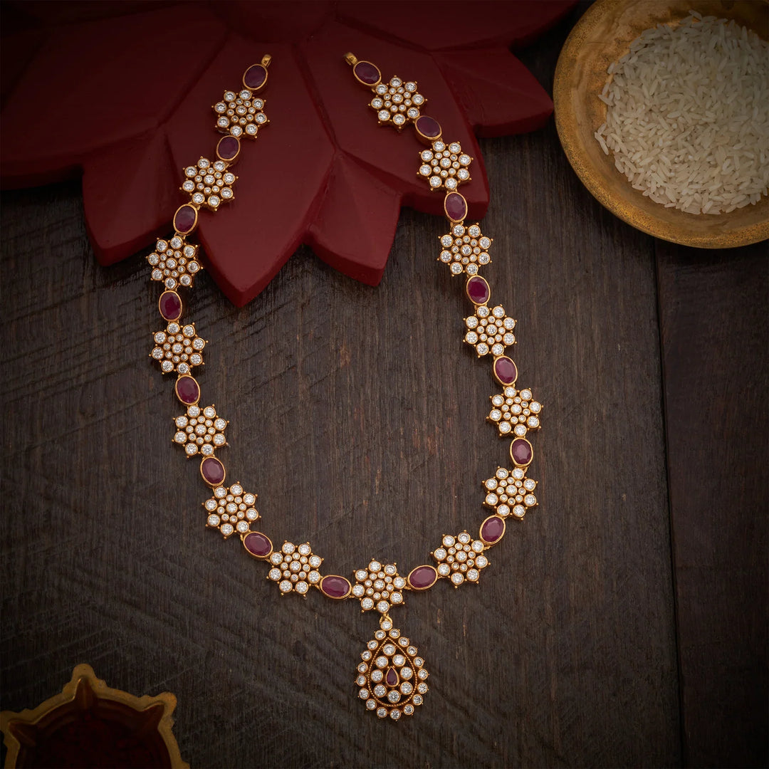 Stunning 92.5 Silver, Gold Plated Rubiflora Necklace