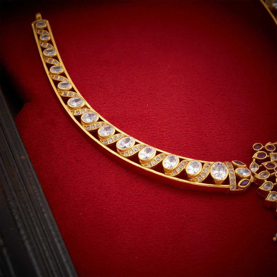 Stunning 92.5 Silver, Gold Plated Florakanti Necklace