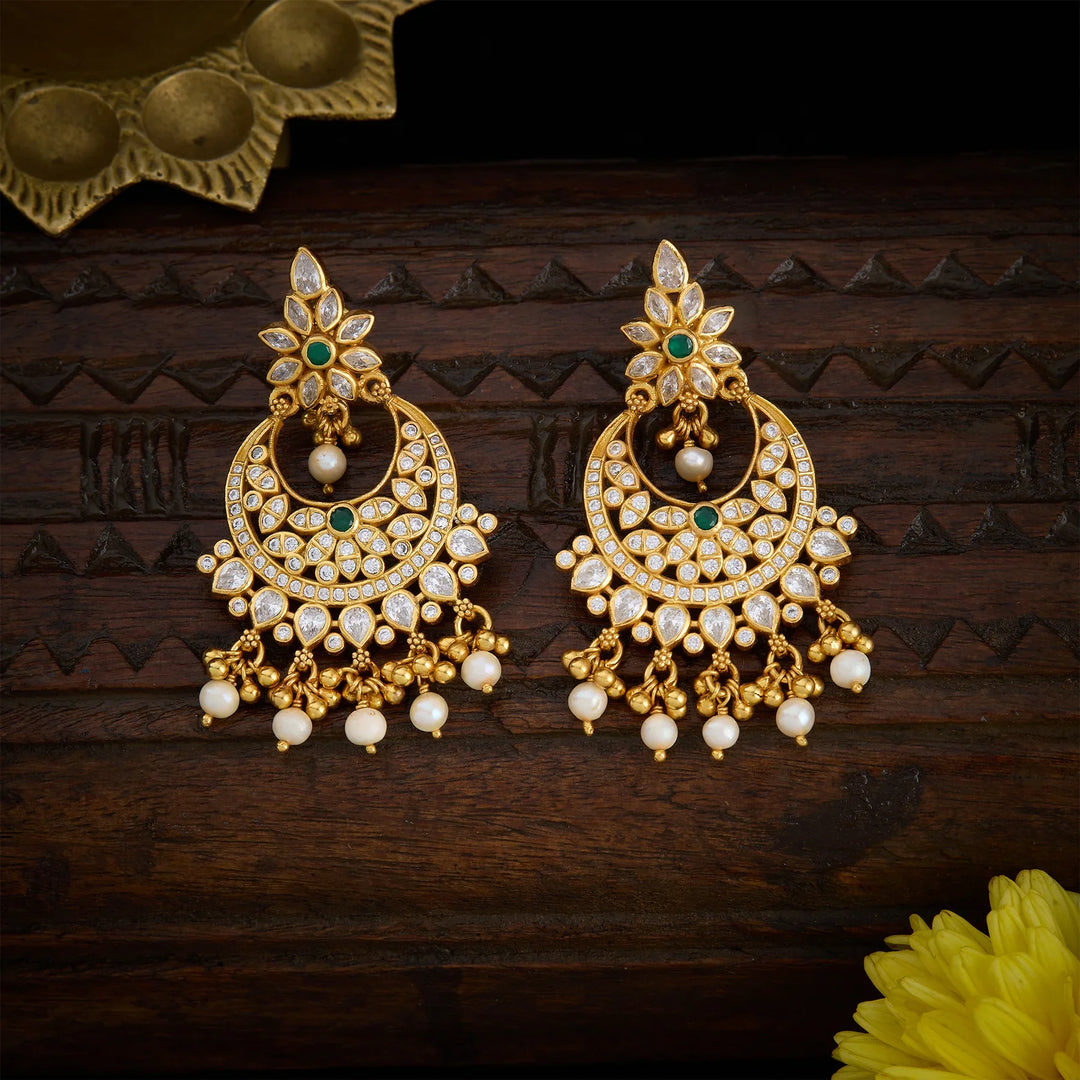 Stunning 92.5 Silver, Gold Plated Sitara Chandbali