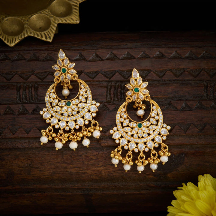 Stunning 92.5 Silver, Gold Plated Sitara Chandbali