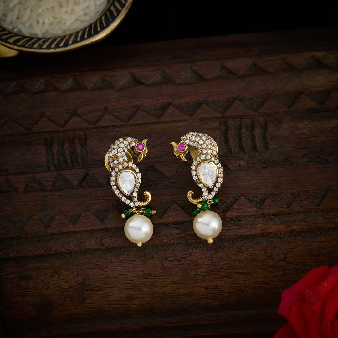 Stunning 92.5 Silver, Gold Plated Victorian Kalgi Danglers
