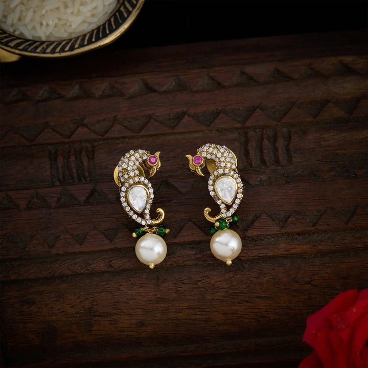 Stunning 92.5 Silver, Gold Plated Victorian Kalgi Danglers