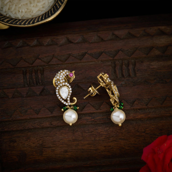 Stunning 92.5 Silver, Gold Plated Victorian Kalgi Danglers