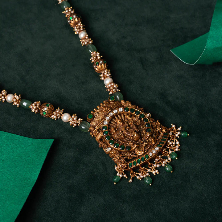 Pure 92.5 Silver, Gold Plated Champakalata Haaram