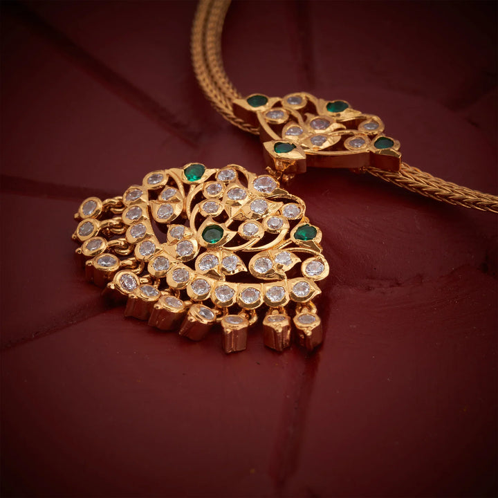 Stunning 92.5 Silver, Gold Plated Pushpa Addige Necklace