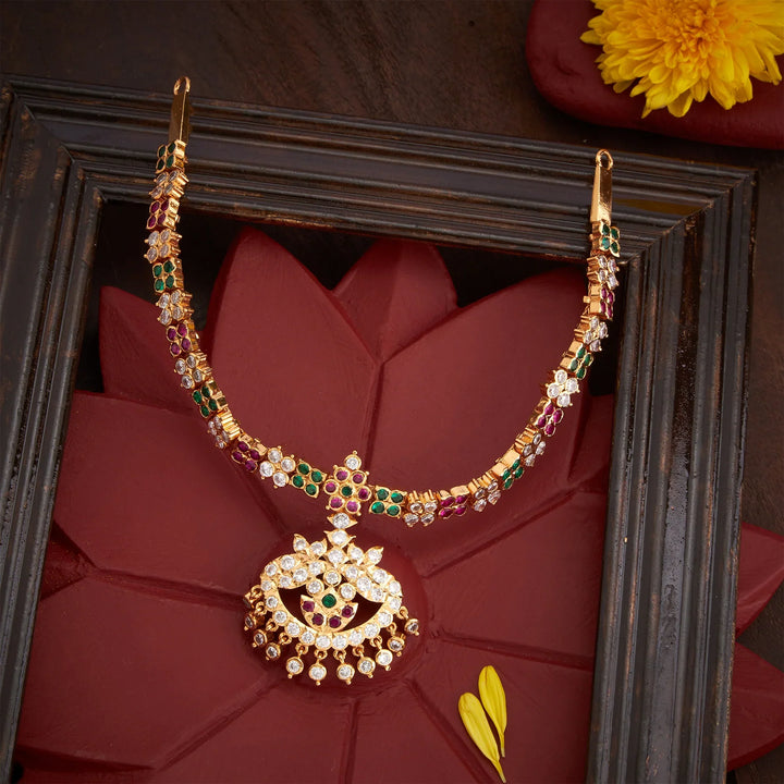 Stunning 92.5 Silver, Gold Plated Utsav Kamal Short Necklace