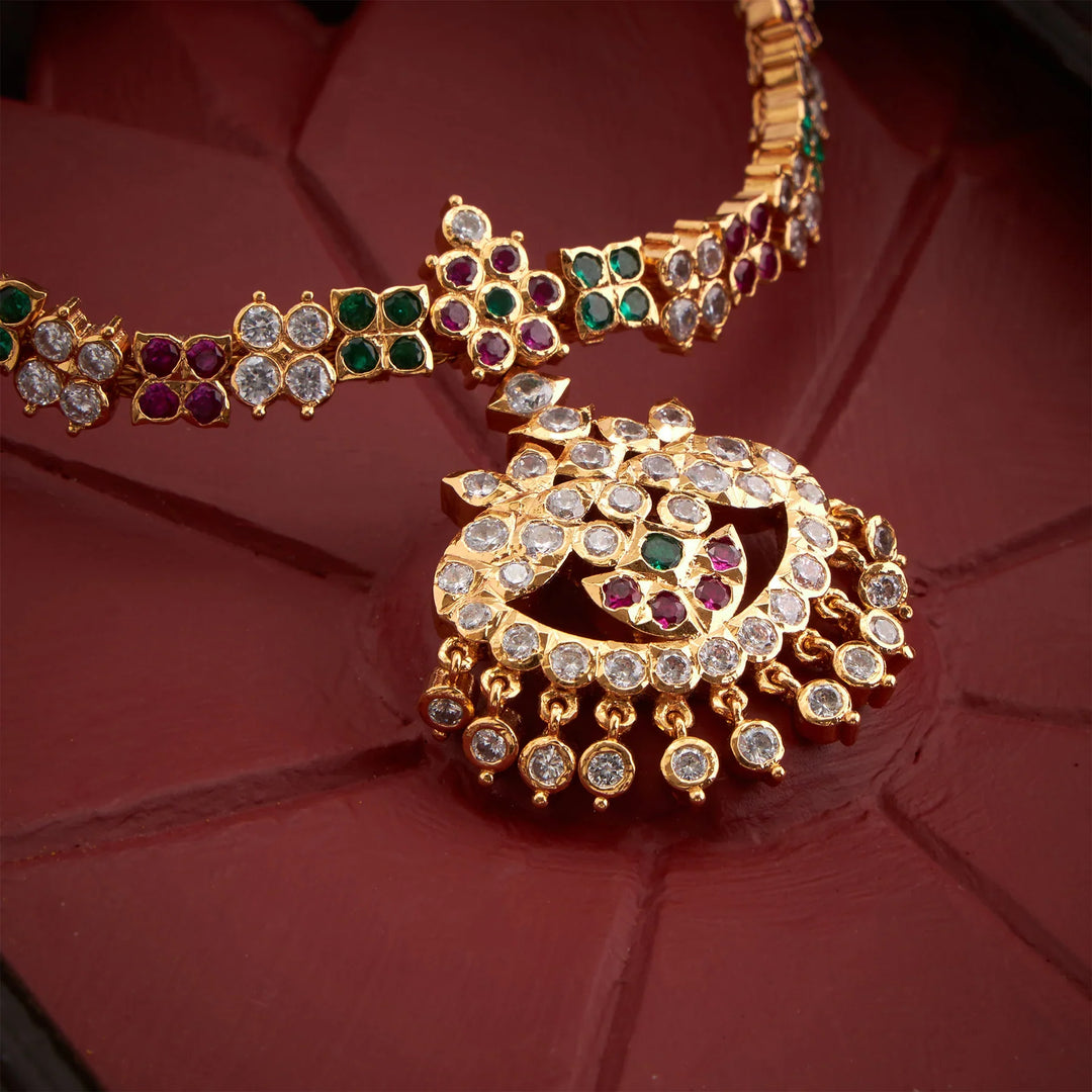 Stunning 92.5 Silver, Gold Plated Utsav Kamal Short Necklace