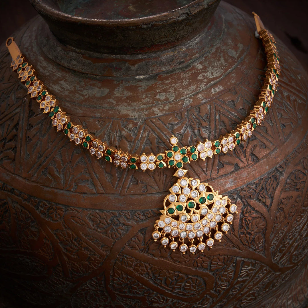 Pure 92.5 Silver, Gold Plated Petalvaali Necklace
