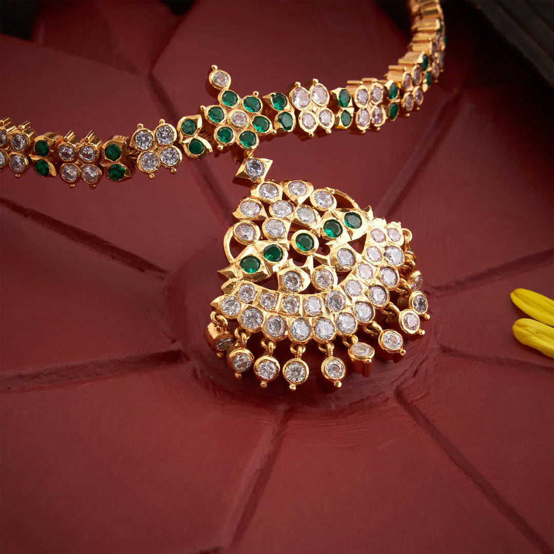 Pure 92.5 Silver, Gold Plated Petalvaali Necklace