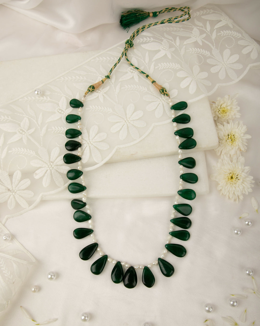 Shweta Hari – Green Onyx Pearl Mala | SHOBITAM